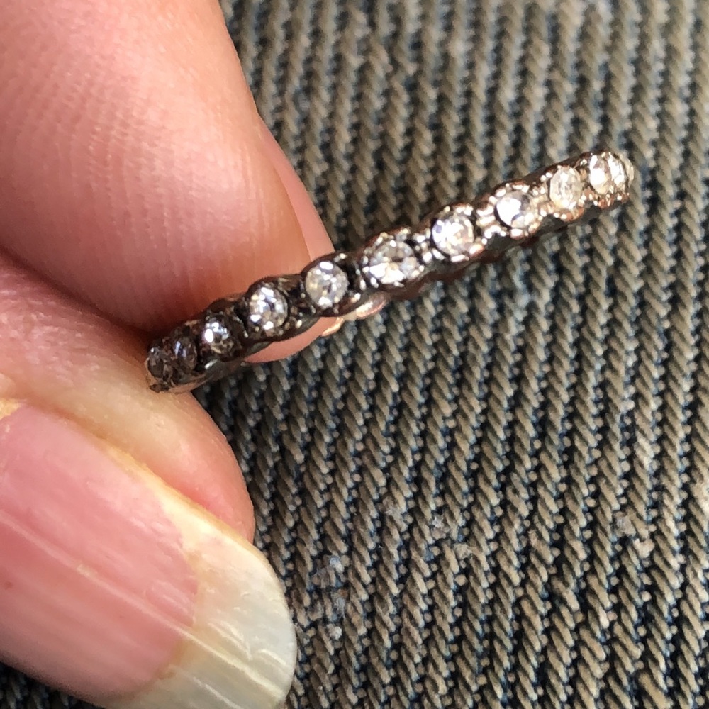 Stackable Vintage Silver Tone Rhinestone Band - image 2